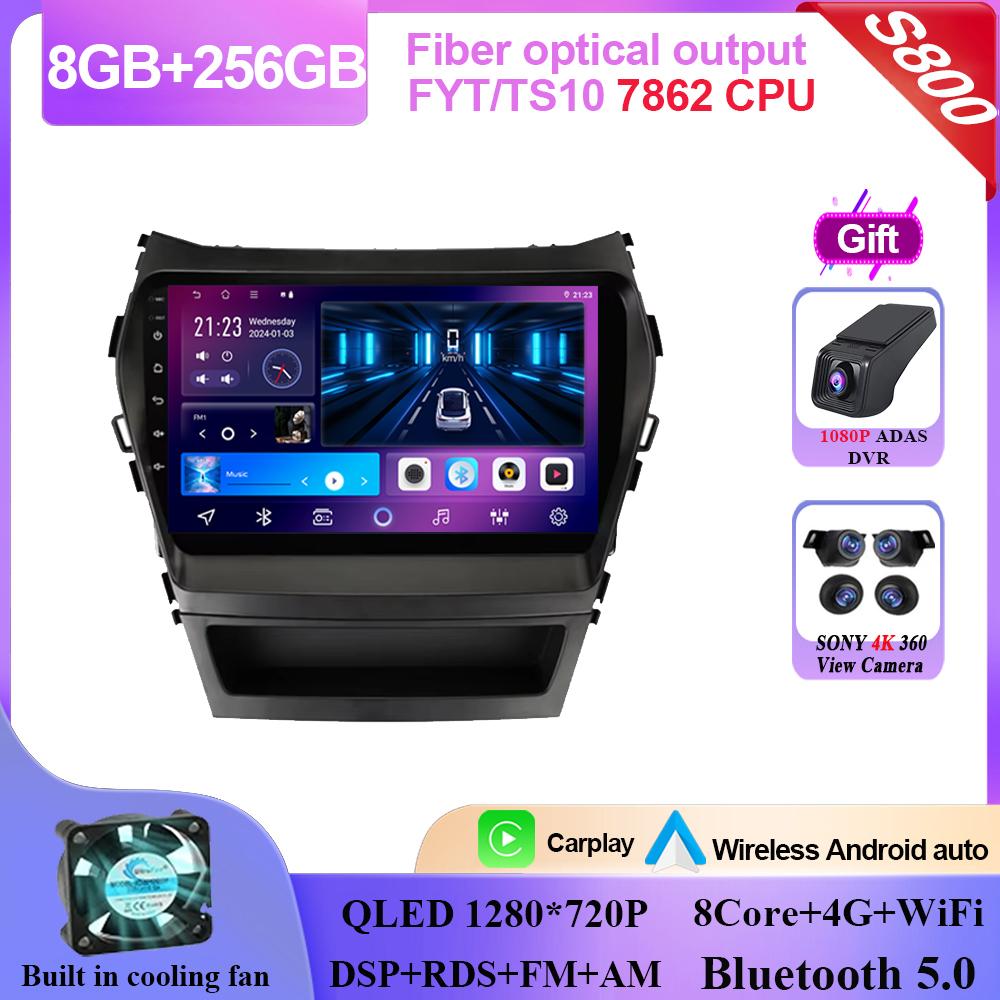 Carplay Android 14 для Hyundai Santa Fe 3 2013 - 2016 Авто Радио Стерео Мультимедийный Плеер Навигация GPS НЕТ 2din DVD 5G Wifi BT