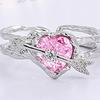 Women Ring Double Layer Adjustable Open Design Eye-catching All-match Jewelry Gift Pink Faux Crystal