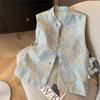 2025 Spring New Antique Vest Disc Buckle Sleeveless Thin Vest High-end Vest Women