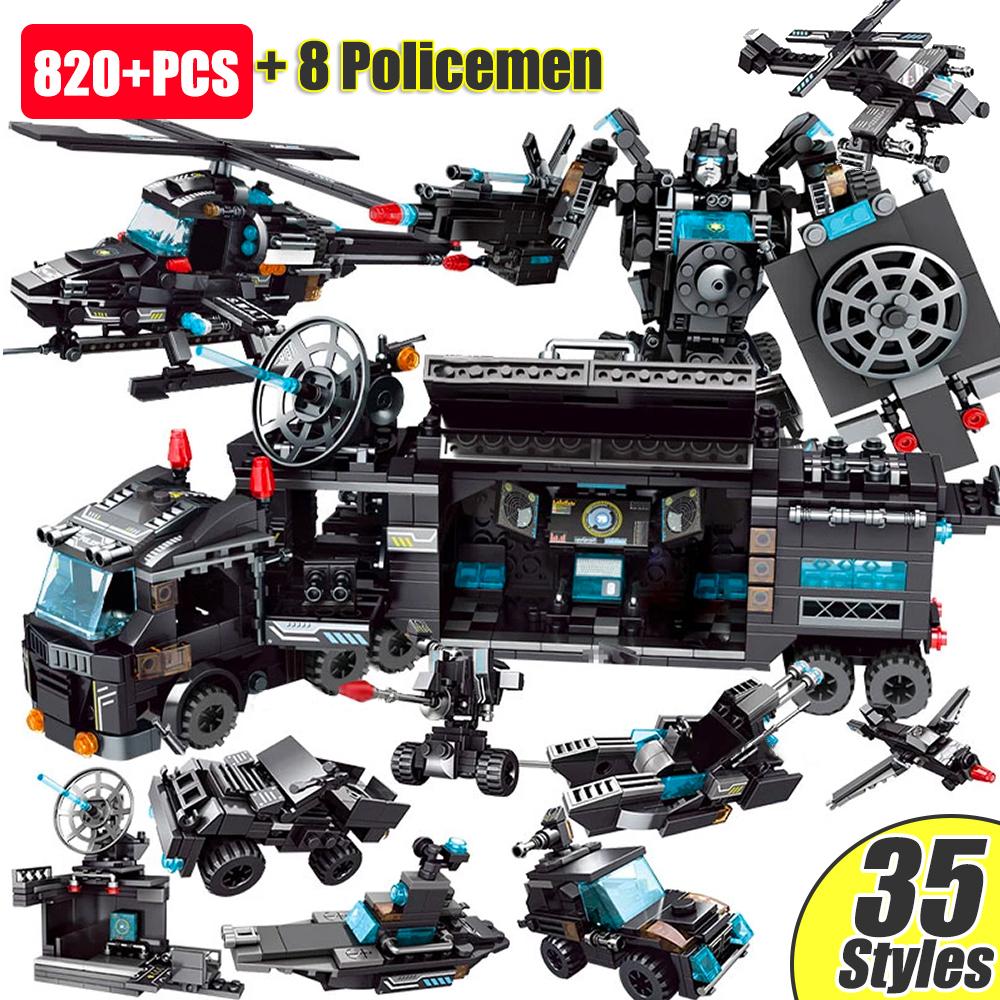 1560pcs City Police Station Building Blocks Bricks City SWAT Team Truck Blocks Educational Toy for Boys Children