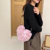 Простые стили плюшевые сумки в форме сердца женская сумка диагональная сумка через плечо персиковое сердце универсальный модный кошелек