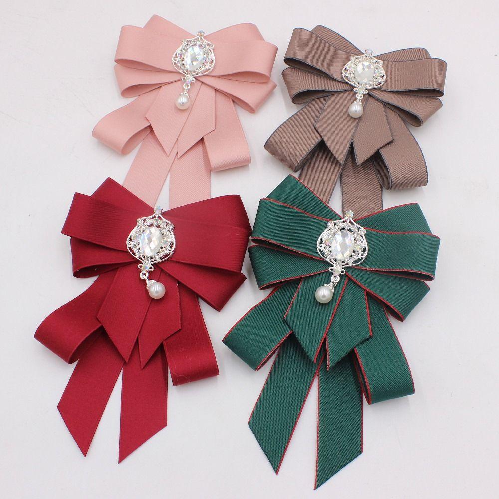 Crystal Bow Tie Rhinestone Ribbon Bow Brooch Fashion Neck Tie For Men and Women