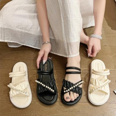 Новые жемчужные тапочки на толстой подошве, модные, с сотней пагод, с феей ветра, нескользящие, удобные для улицы