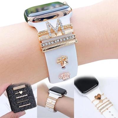 Кольцо-украшение с бриллиантами для ремешка Apple Watch series 8 7 6 5 se 9 Ultra 2, ювелирные шармы для ремешка часов Samsung/Huawei 20 мм 22 мм