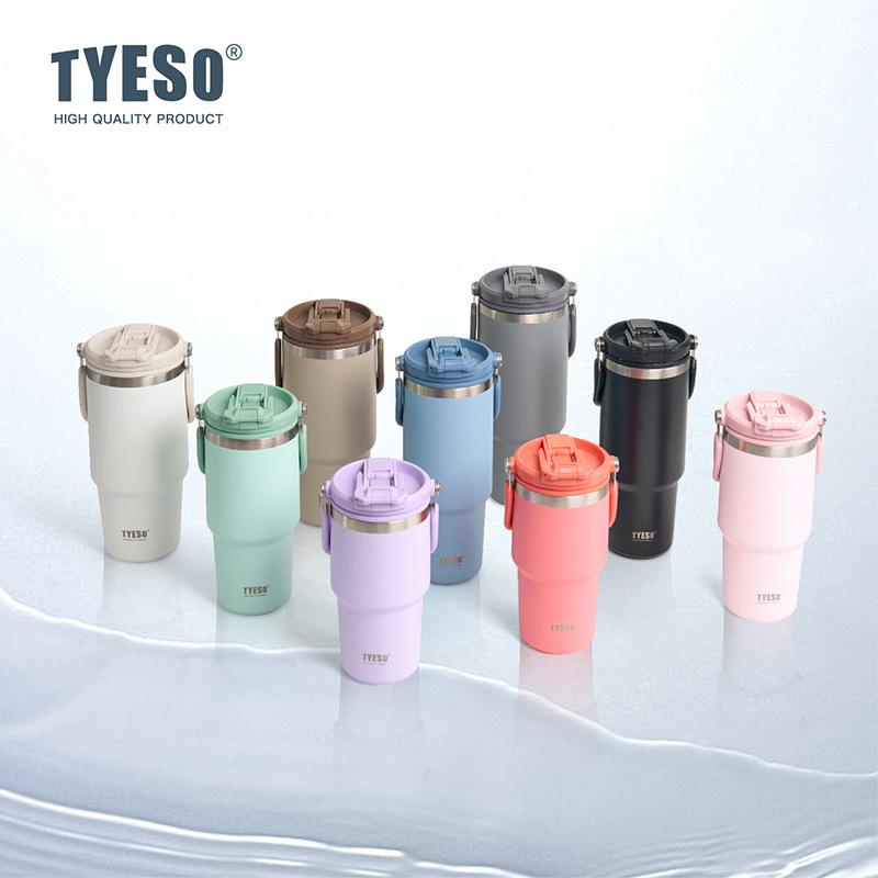 Tyeso 1050ML Large-Capacity Handle Thermoses Dual-Drink Coffee Mug Stainless Steel Ice Cup Car Bottle Hot Cold Retention
