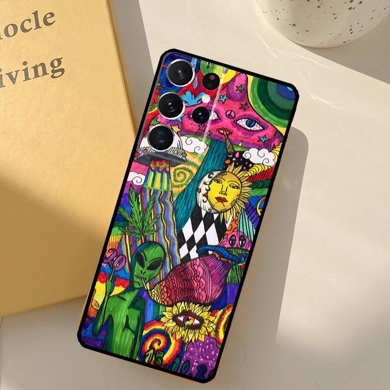 Trippy Psychedelic Mushrooms Phone Case For Samsung Galaxy S25 S20 S21 S22 S23 S24 Ultra S9 S10 Plus S24 FE Cover Shell
