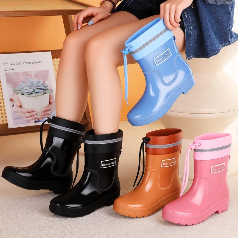 Rain shoes women's fashion short and medium closed boots thick-soled outdoor wear non-slip, waterproof and cold-proof rain boots