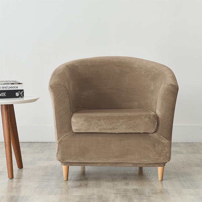 Club Armchair Cover, Velvet, Beige, Cappuccino