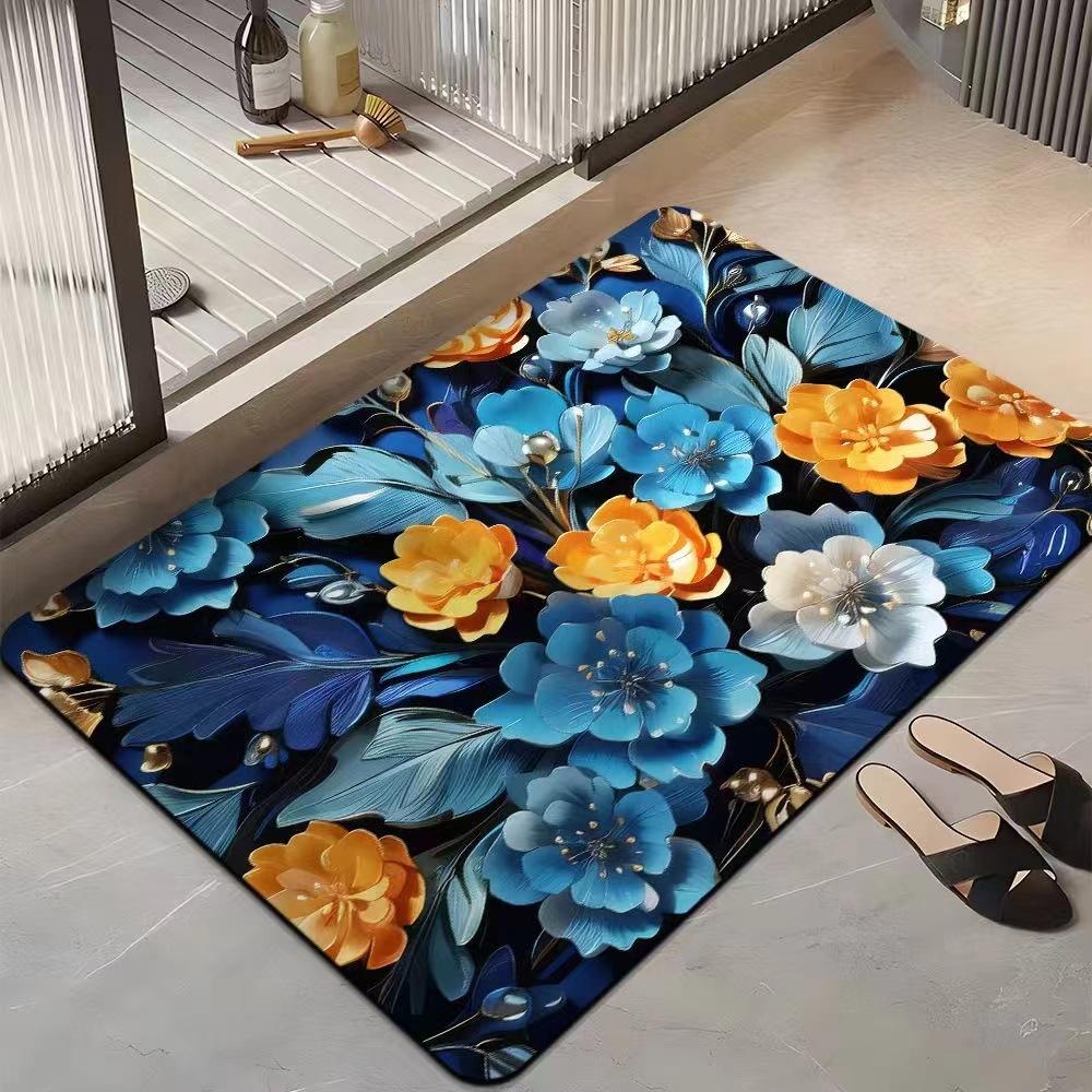 Light Luxury 3D Three-dimensional Flower Household Toilet Absorbent Mat Bathroom Toilet Diatom Mud Non-slip Carpet