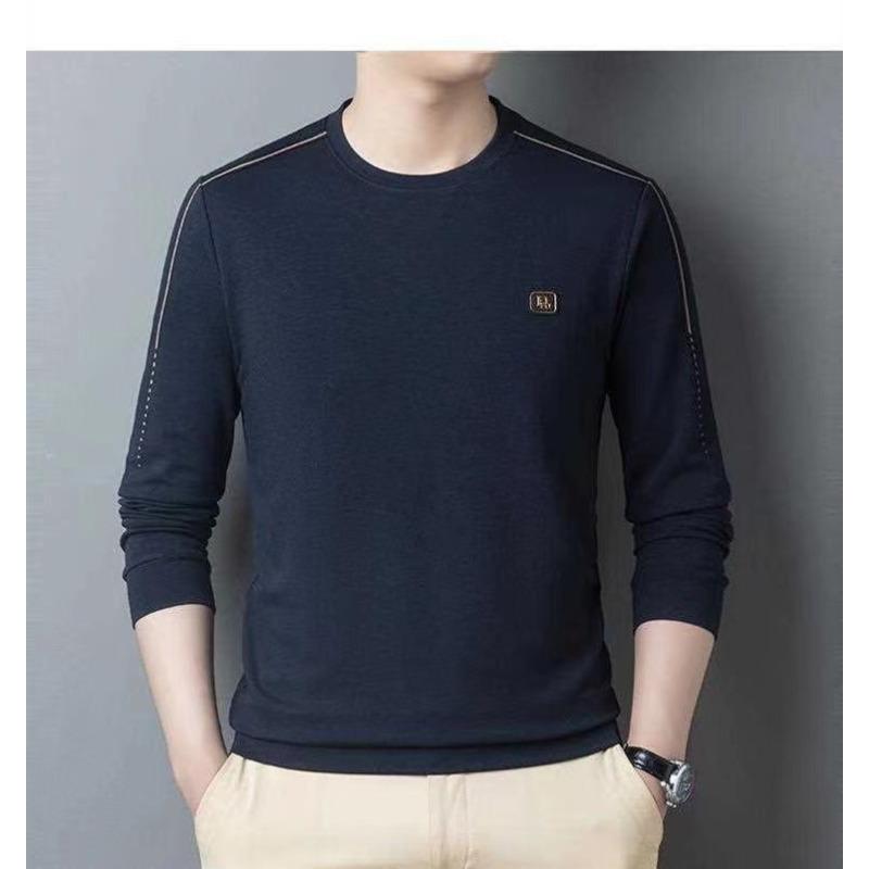 Осенняя новая футболка с длинными рукавами, мужской свитер с круглым вырезом и принтом для молодежи и среднего возраста