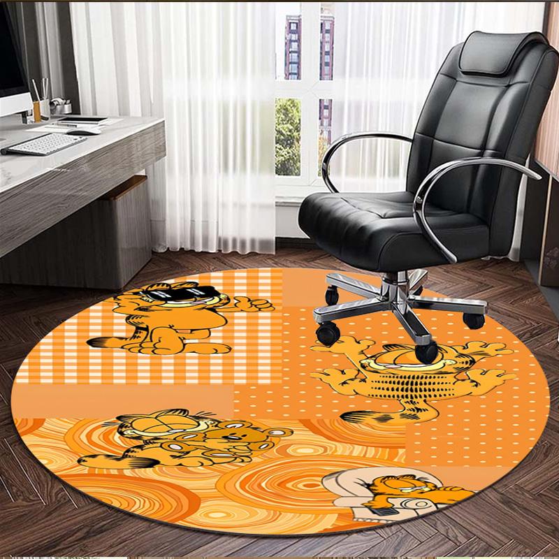 Garfield Print Round Rug, Washable Floor Carpet, For Entryway Dorm Laundry Room Office Study, Home Decor Birthday Christmas Gift