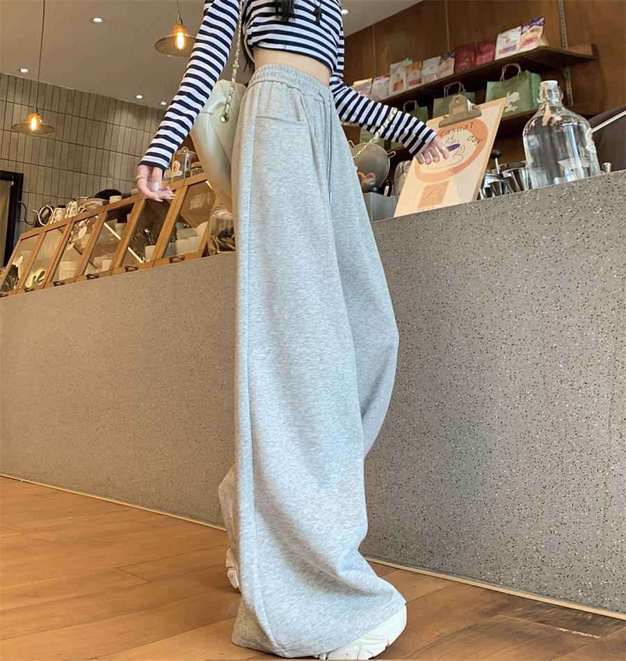 Spring Autumn Loose Casual Wide Leg Pants Female High Waist Fashion All-match Solid Color Sweatpants Trousers