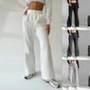 Женские эластичные брюки с высокой талией, повседневные активные брюки с широкими штанинами и длинными брюками, брюки с карманами