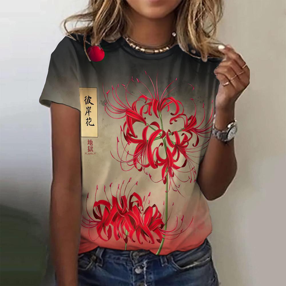 2024 Fashion Printed Cartoon Pattern Women's T-shirt Street Comfortable Loose Casual Round Neck Short Sleeve Top