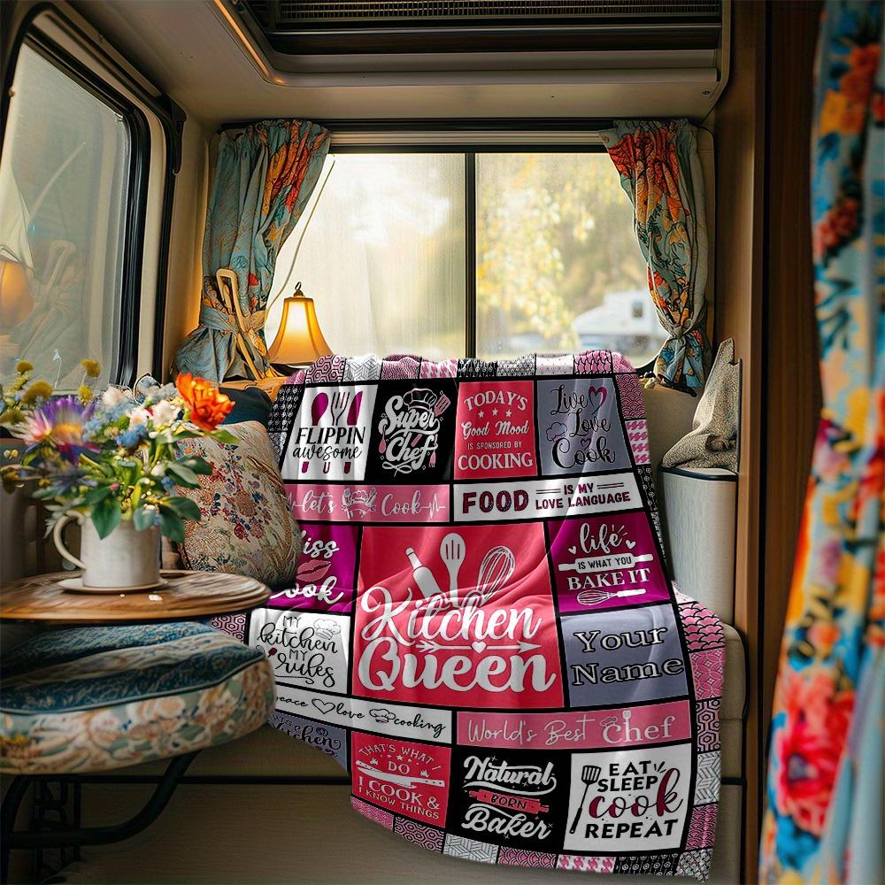 Kitchen Queen Blanket Personalized Name Soft Comfortable Stylish Blanket Car Blanket Perfect For Travel Camping Outdoor Home Suitable For All Seasons
