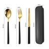 Three-Piece Japanese Stainless Steel Cutlery Set: Spoon, Fork, Chopsticks