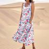 Women's Summer Casual Fashion Flower Printed Sleeveless  Pocket Dress