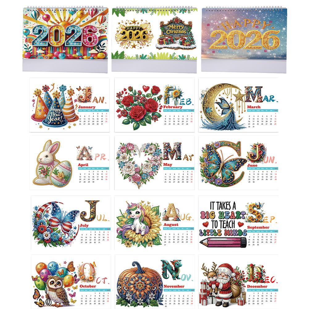 Календарь из бумаги для алмазной вышивки, Набор ежемесячного календаря для алмазной вышивки, Ежемесячный перекидной настольный календарь для планирования дома и офиса