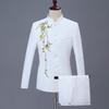 New Men's Gold Embroidered Zhongshan Suit - Stand Collar Performance & Wedding Outfit