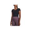Under Armour Solid Color Round Neck Fitted Short Sleeve T-Shirt Women Tops Black 1379156-001