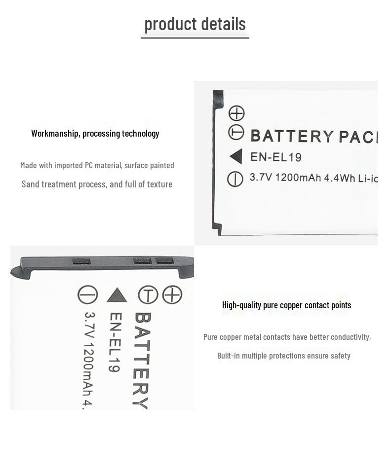 ENEL19 Camera Battery for S6600, S3100, S3200, S2500, S2600, S4150 Models