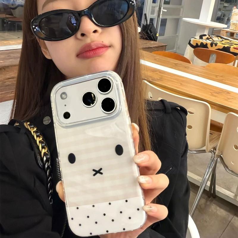 Милый Мультяшный Кролик IMD Чехол для Телефона IPhone 17 Pro Max 16 15 14 13 12 11 С Полным Покрытием Ударопрочный Силиконовый Дизайн