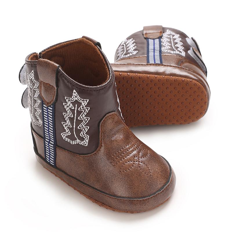 Fashionable and popular Rubber baby shoes Western denim midsole boots autumn and winter warm and anti slip casual walking shoes