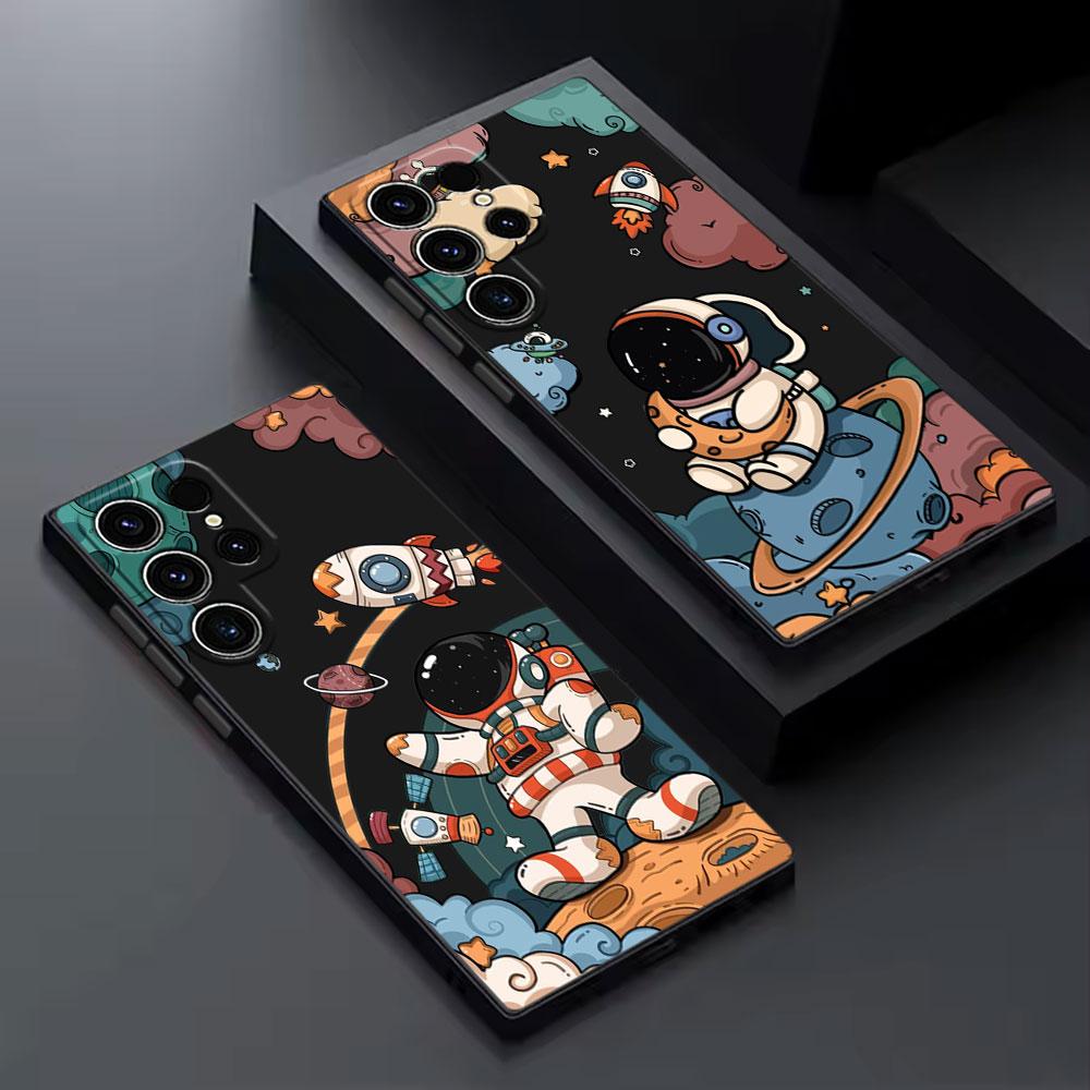 Retro Astronaut Rocket Phone Case For Samsung Galaxy S26 Ultra Cases S25 FE S24 S23 S21 Ultra S20 S24 FE S22 S26 Plus 5G Cover
