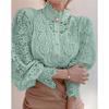 Elegant Hollow Out Long Sleeve Plus Size Lace Blouse Women Crochet Loose Casual Shirts for Women Fashion Tops Vintage Solid Shirt Woman Clothing 12928