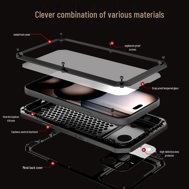 Прочный металлический чехол для iPhone 17 Pro Max: Водонепроницаемая, пыленепроницаемая и ударопрочная защита