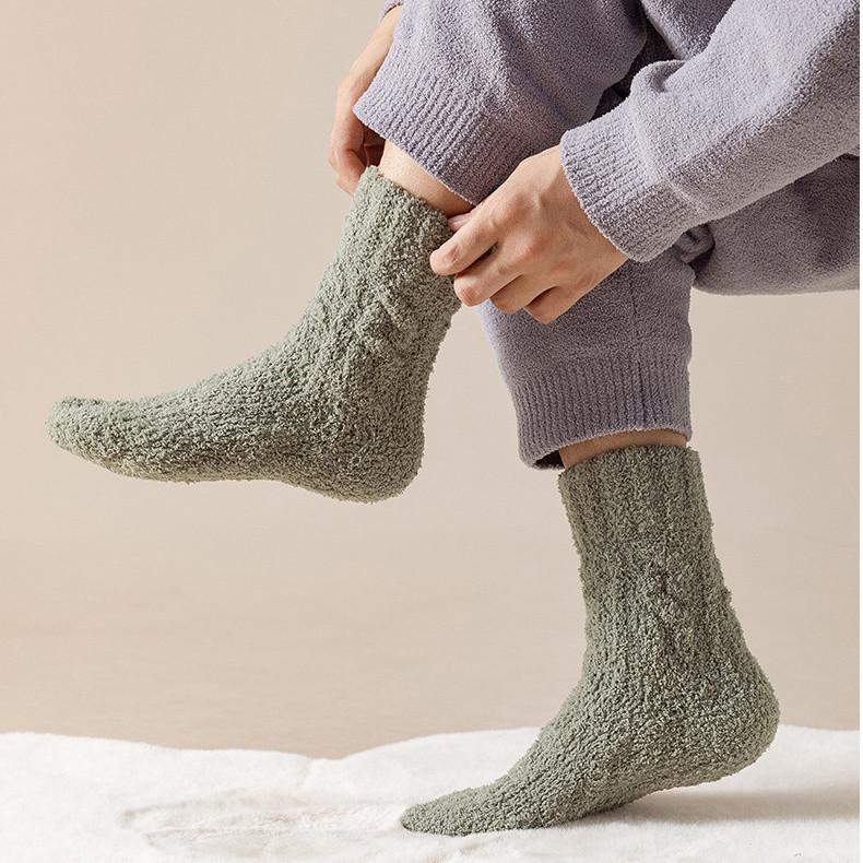 Носки мужские носки средней длины осенне-зимние толстые коралловые флисовые теплые зимние мужские носки дышащие впитывающие пот теплые плюшевые мужские носки