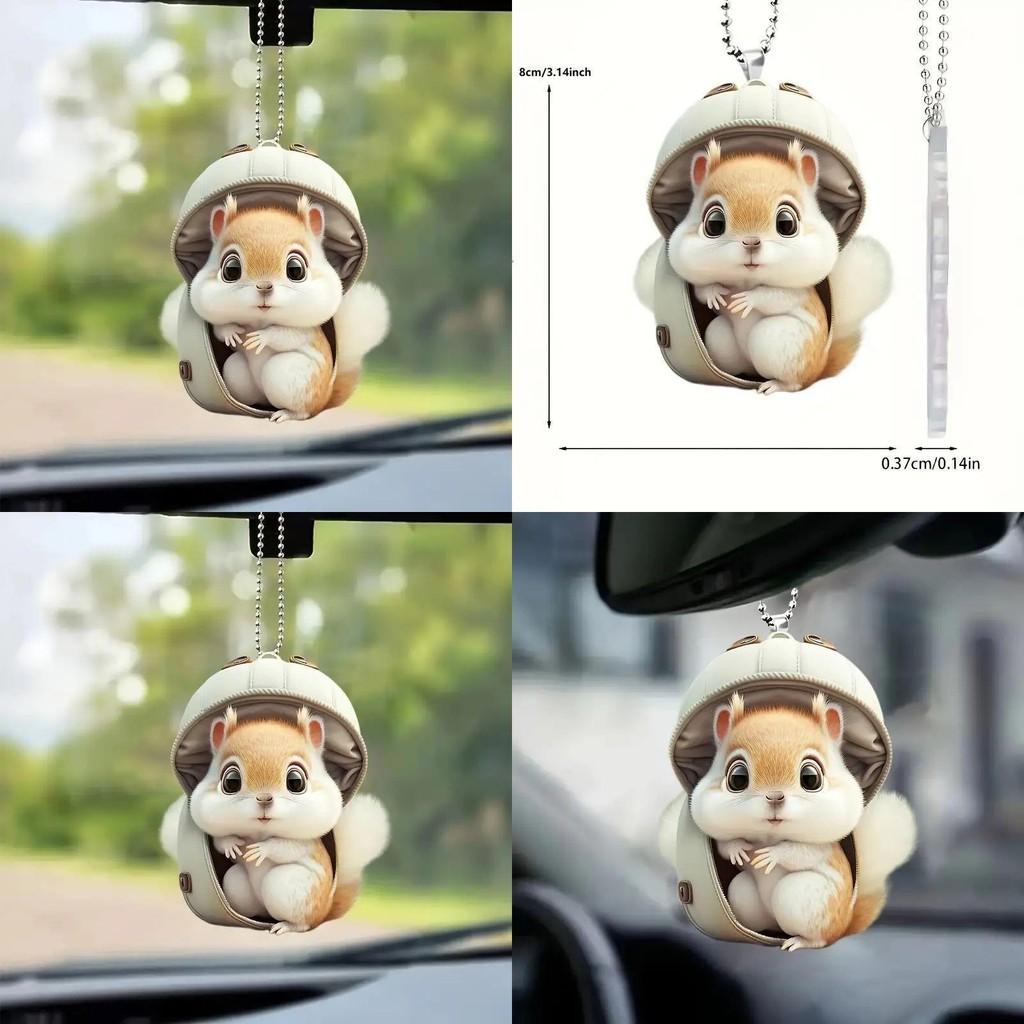 Squirrel Acrylic Car Pendant Couples Keychain Decoration For Car Interior Decor