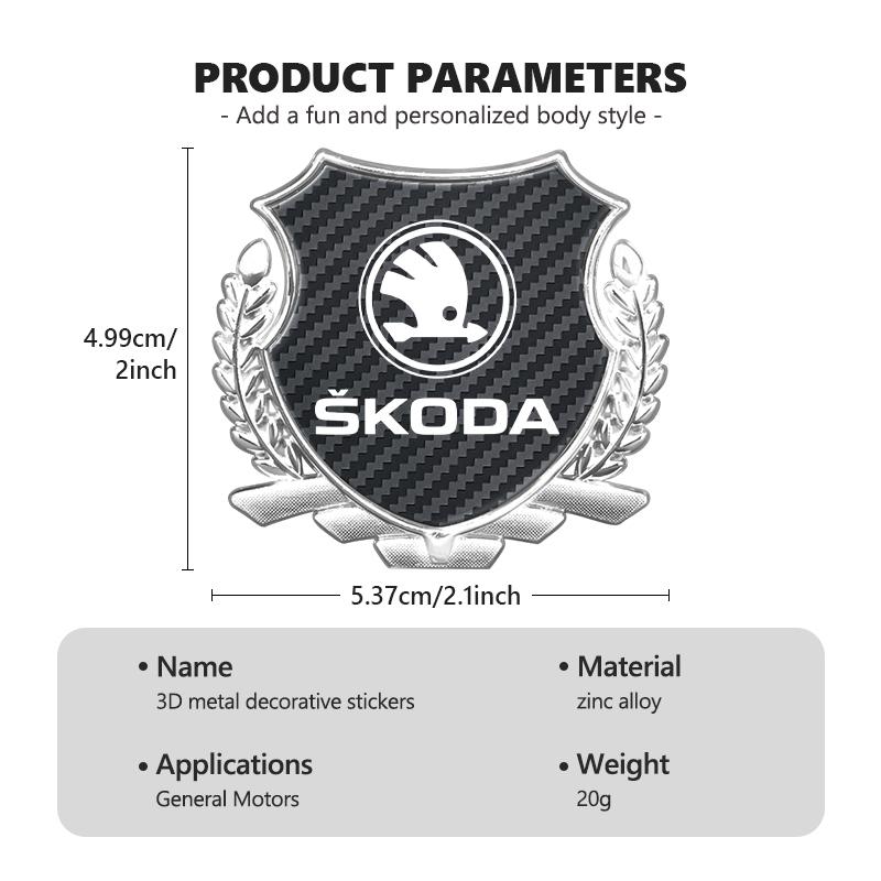 3D Metal Badge Car Side Body Window Trunk Sticker Decal For Skoda Kamiq MK3 Roomster Rapid Kodiaq Karoq Fabia Enyaq EK6