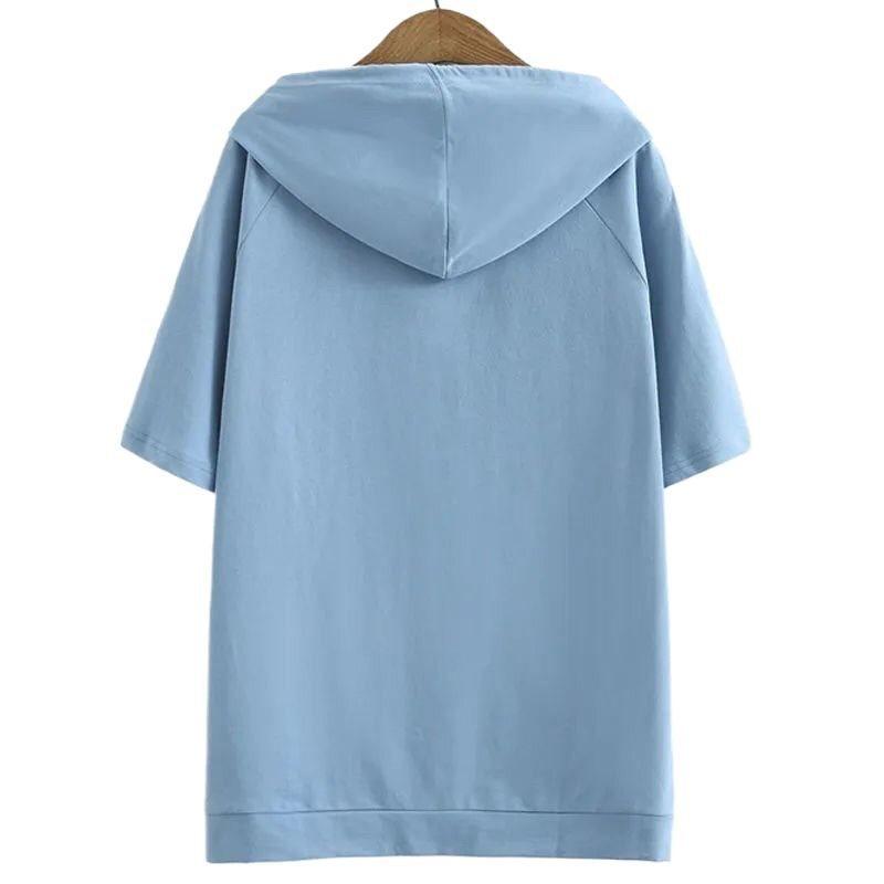 Oversize 4XL свободные толстовки женские хлопковые толстовки летние короткие рукава тонкие футболки женские повседневные пуловеры топы верхняя одежда