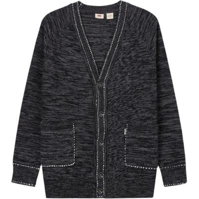 Levis Простой Удобный Универсальный Теплый Вязаный Свитер с V-образным вырезом и длинным рукавом с вышивкой Мужской свитер Черный 003TI-0000