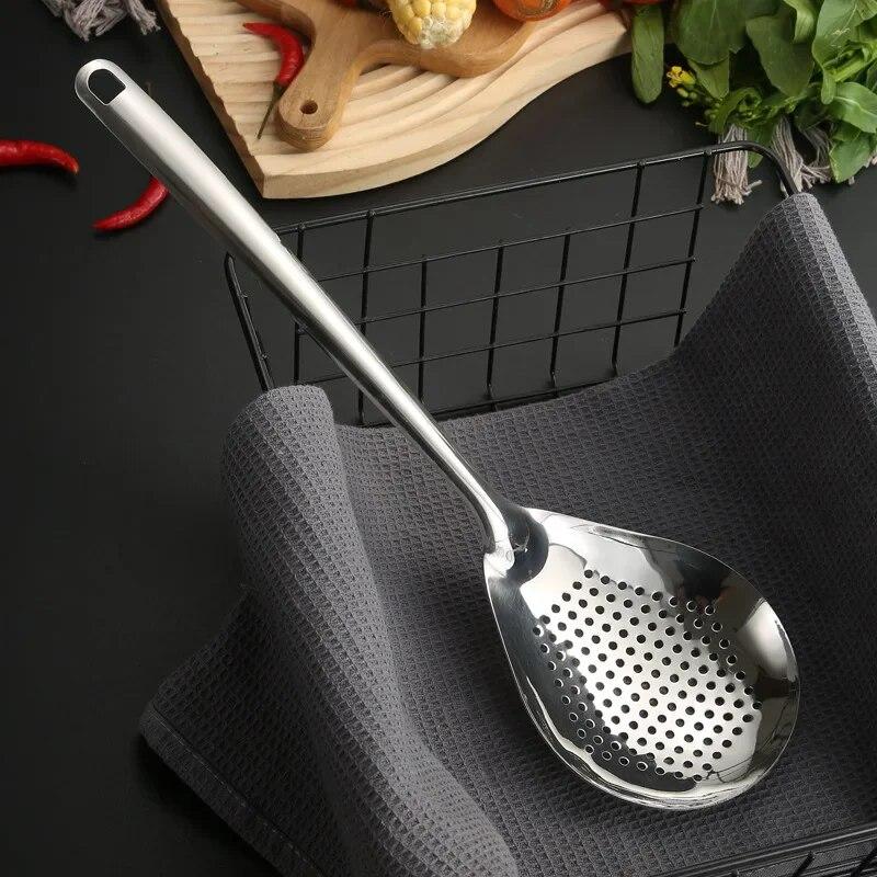 Stainless Steel Strainer Spoon Kitchen Colander Spoon Filter Sieve Food Scoop Perforated Colander With Skimmer KTY