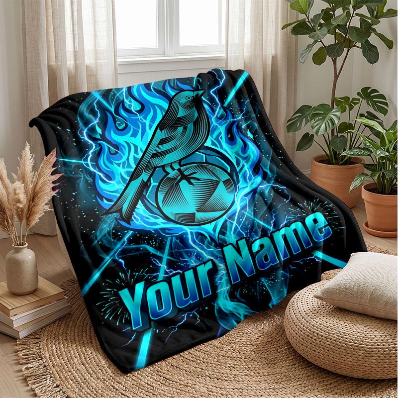 Norwich City Custom Name Text Flannel Blanket Soccer Logo Personalized Fleece Throw Blanket Special Gift For Sofa Bedroom Home