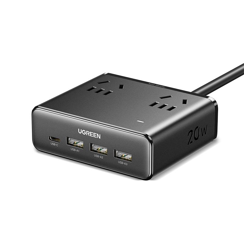 Ugreen Настольная зарядная станция S6 20 Вт GaN с 8 розетками и USB, штепсель CN (адаптер в комплекте)