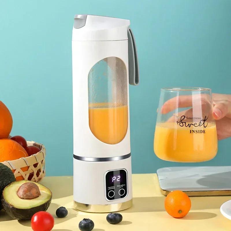 Electric Juicer Mini Portable Wireless Fruit Blender Multifunctional Blender Fresh Juice Processing Machine 8 Blade LED Display