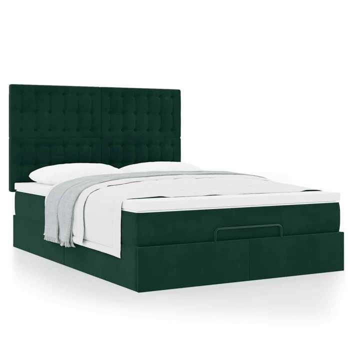 Maison Exclusive - Cadre de lit ottoman avec matelas vert foncé 140x190 cm velours