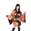 Night Butterfly SEXY Japanese Pattern Kimono Costume Black Emaki/Adult