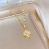 Four-Leaf Flower Light Luxury Banquet Wedding Necklace Women'S Versatile Collarbone Chain Titanium Steel Chain