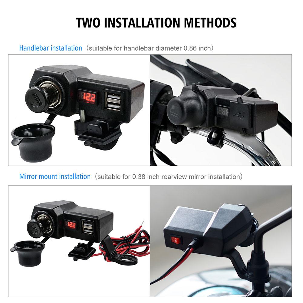 Водонепроницаемый адаптер-прикуриватель 10-24 В, двойная USB-розетка-разветвитель, зарядное устройство, адаптер питания для мобильного телефона, для руля мотоцикла