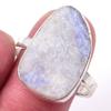 Кольцо из серебра 925 пробы с натуральным радужным лунным камнем ручной работы S.10 g3l59