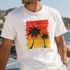 Retro Sunset Palm Tree T-Shirt: Vintage Beach Summer Graphic Tee, Coastal Vibes