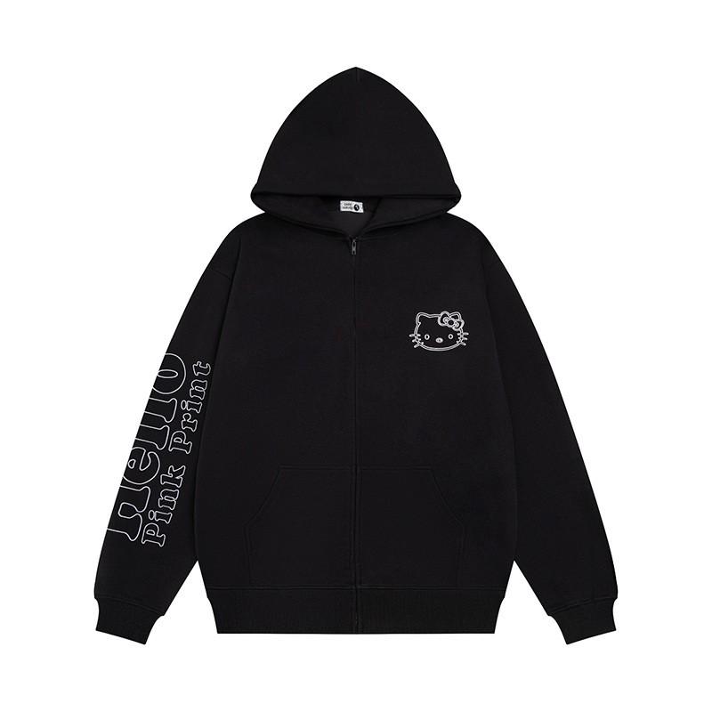 Womens Oversized Hoodie American Street Style Printed Zip Up Sweatshirt Teens