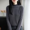 Женский свитер с длинным рукавом, облегающий и стройнящий, с полувысоким воротником, вязаный базовый топ