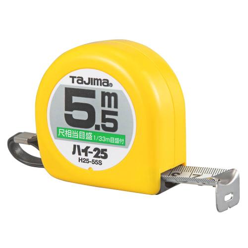 TAJIMA Convex 5.5m X 25mm High 25 Shaku Equivalent Scale with Graduations H2555SBL