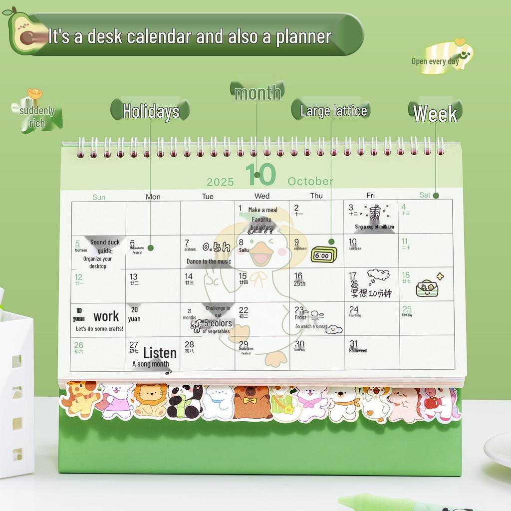 2026 Милый мультяшный настольный календарь: Креативное украшение для планирования в офисе и для студентов