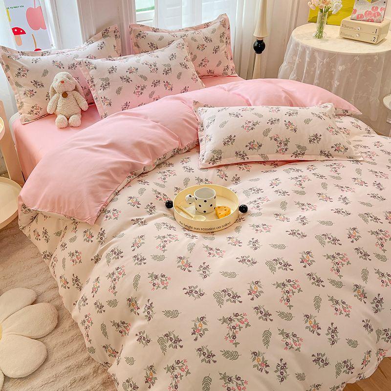 Cartoon Dormitory Three-piece Set Single Bedding Quilt Cover Double Bed Sheet Four-piece Set